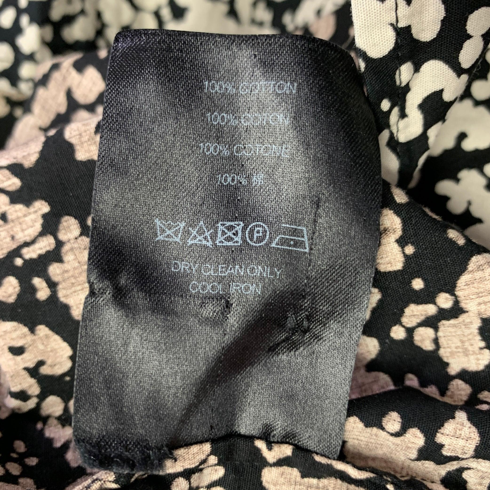 CHRISTOPHER KANE Size XXL Black White Splattered Cotton Short Sleeve Shirt For Sale 2