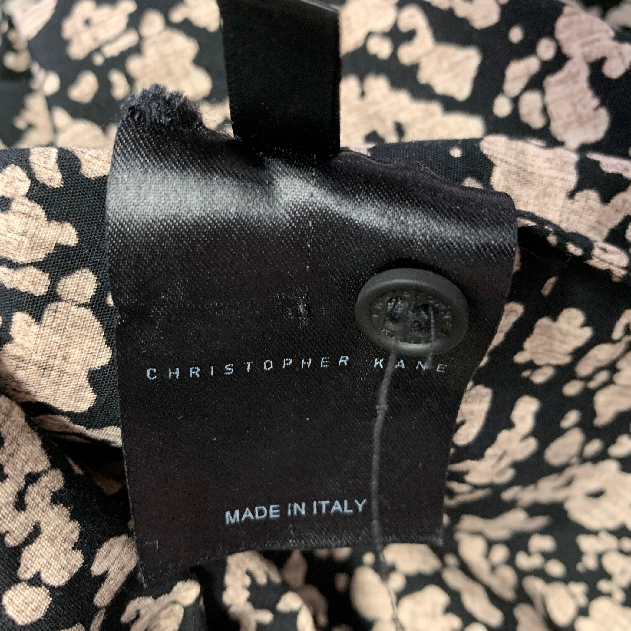 CHRISTOPHER KANE Size XXL Black White Splattered Cotton Short Sleeve Shirt For Sale 3