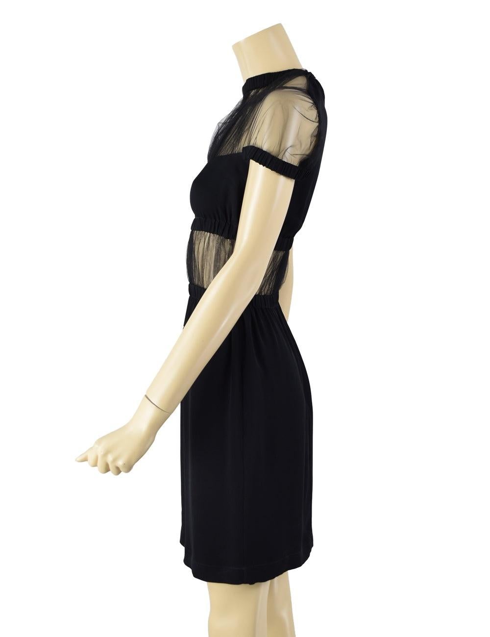 Christopher Kane US 6 Silk Net Panel Mini Dress In Fair Condition For Sale In Amman, JO