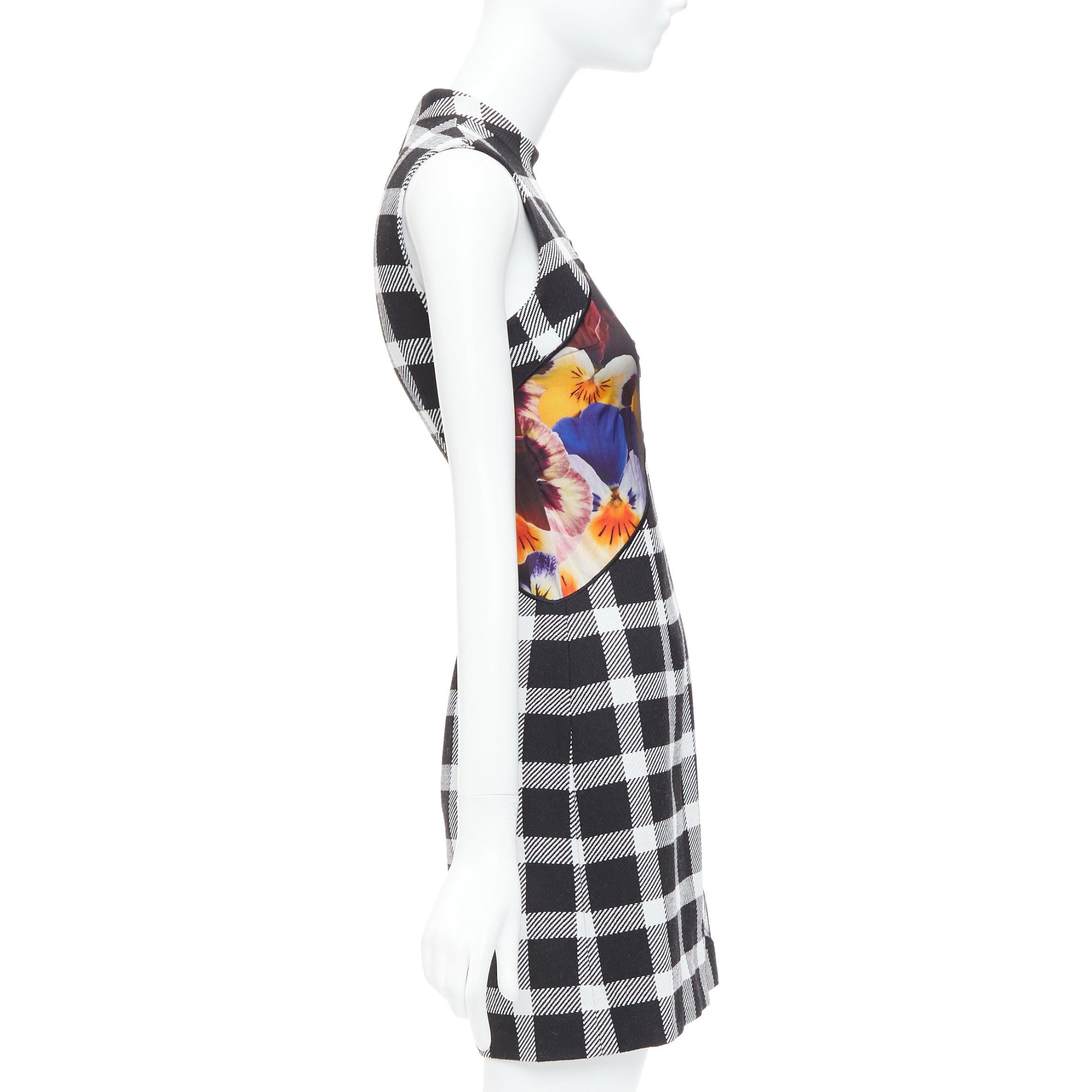 CHRISTOPHER KANE virgin wool multicolor orchid plaid print dress IT38 XS In Excellent Condition For Sale In Hong Kong, NT