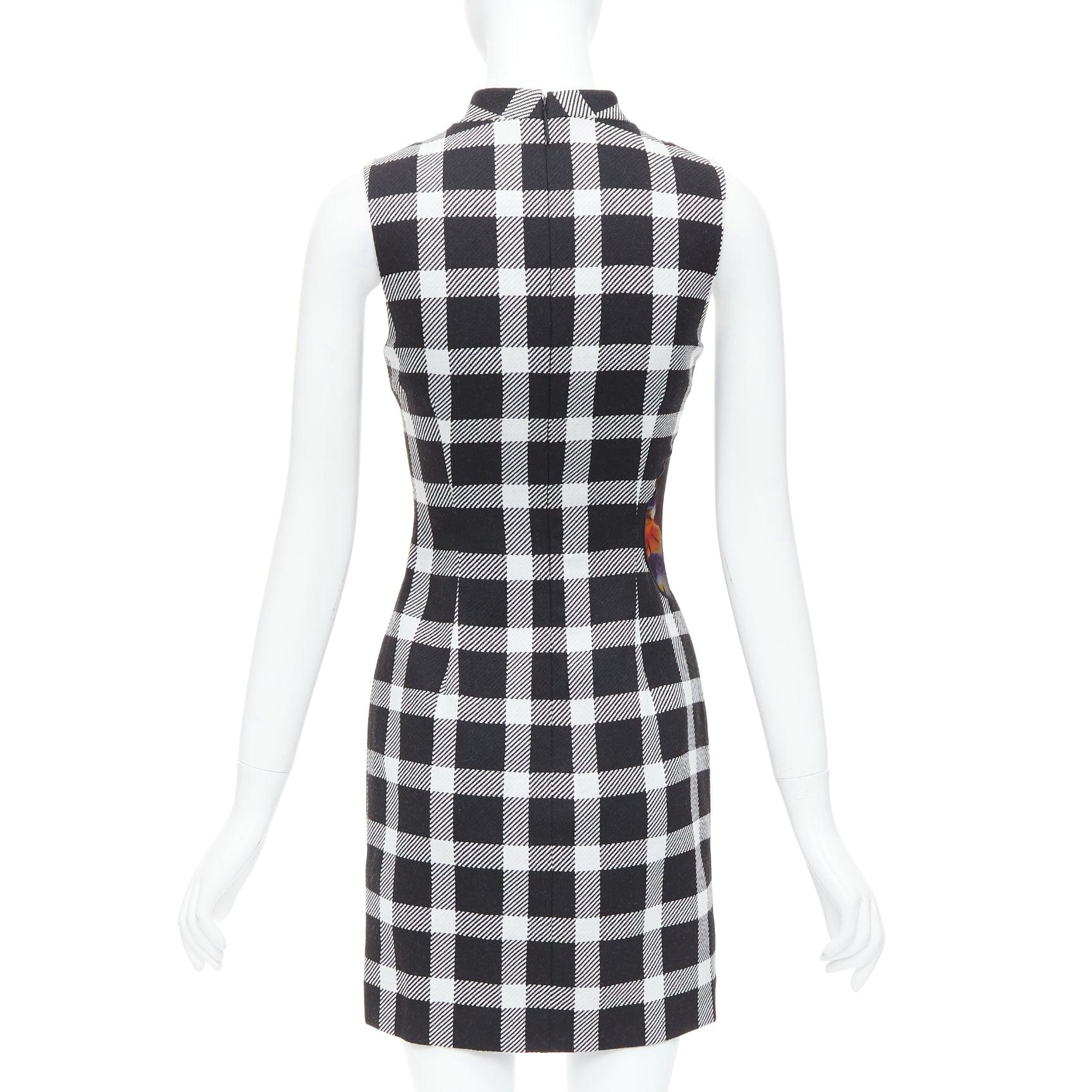 Women's CHRISTOPHER KANE virgin wool multicolor orchid plaid print dress IT38 XS For Sale