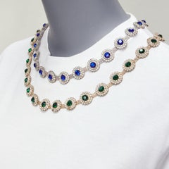 Christopher Kane, tshirt in cotone bianco con collana tromp loeil e strass M.