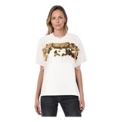 Christopher Kane White & Gold Sequinned Top Size L