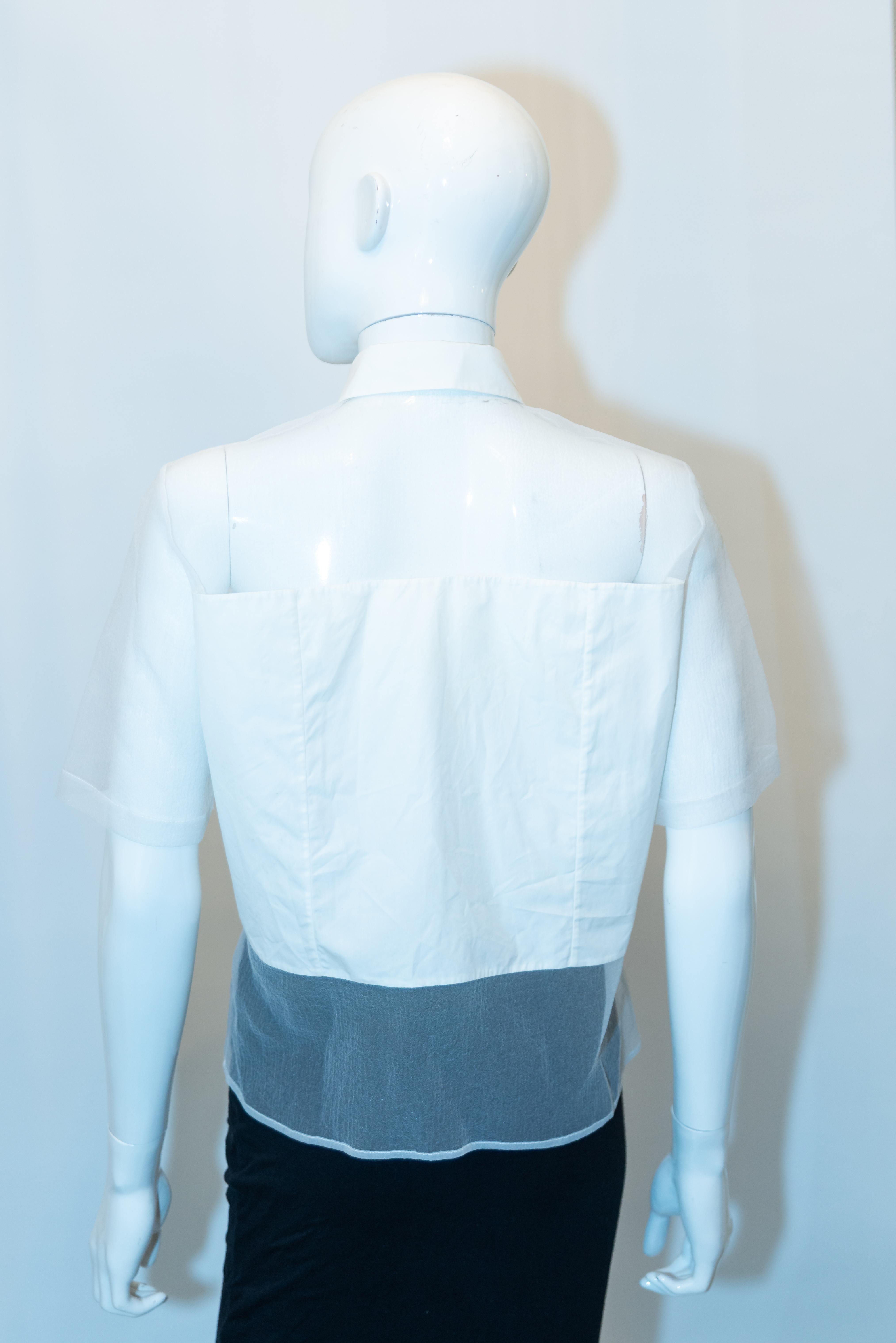 Christopher Kane - Chemise blanche avec panneaux transparents et boutons Swarovski Pour femmes en vente