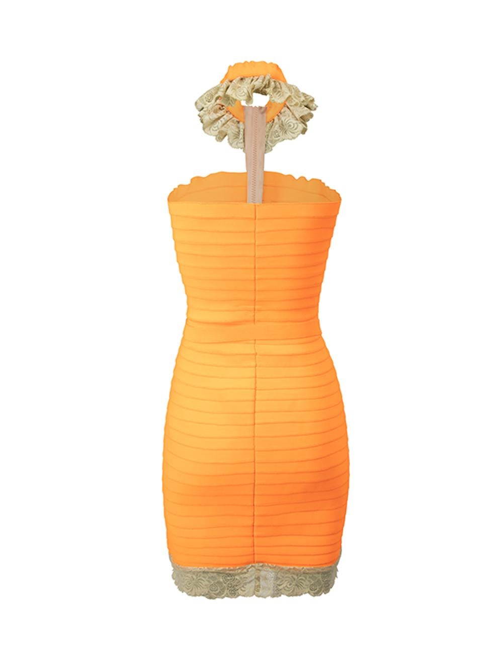 Christopher Kane Women's Orange Spring 2007 Lace Accent Bandage Dress In Good Condition For Sale In London, GB