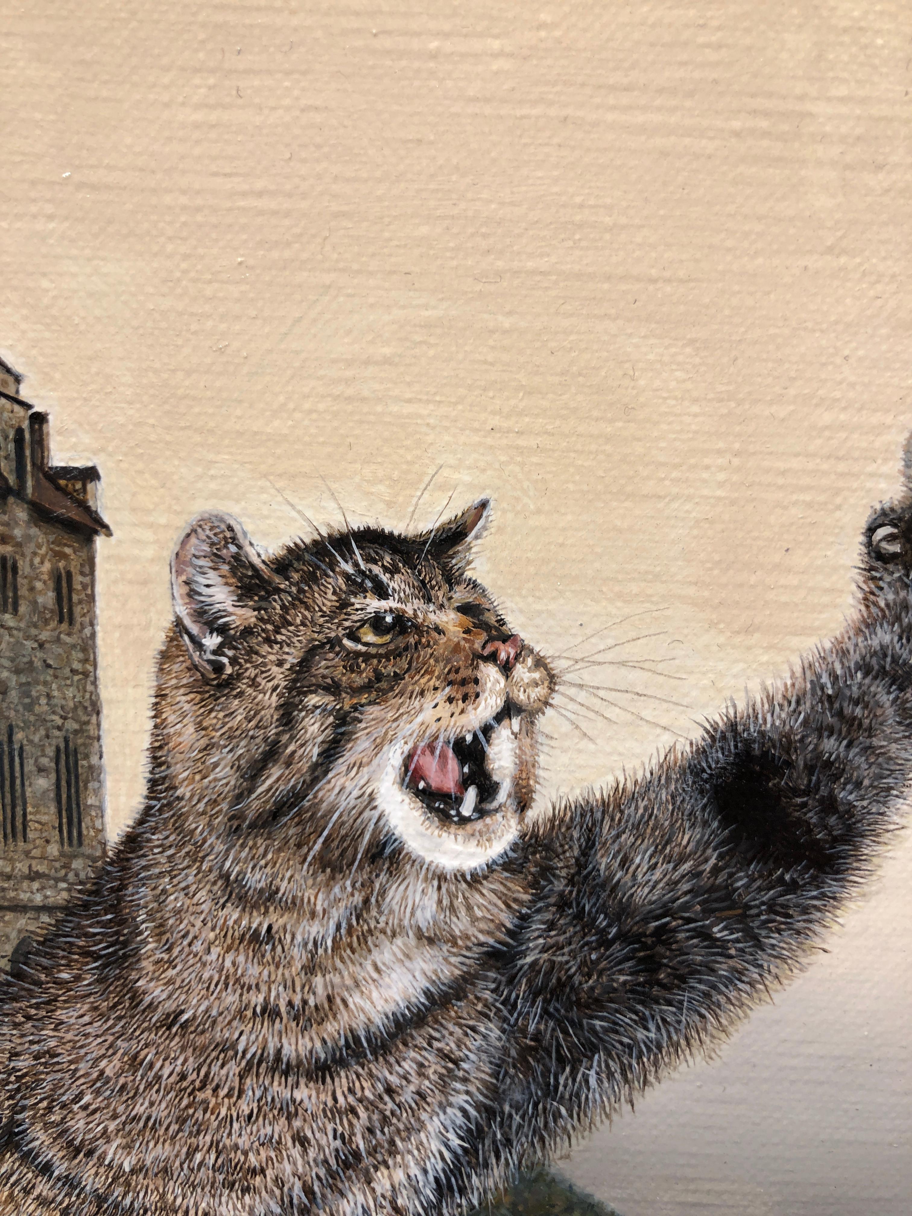 Cat as Catch Can -Surreal Painting, Cat, Medieval Falconry, Bat-Eared Elephant 2