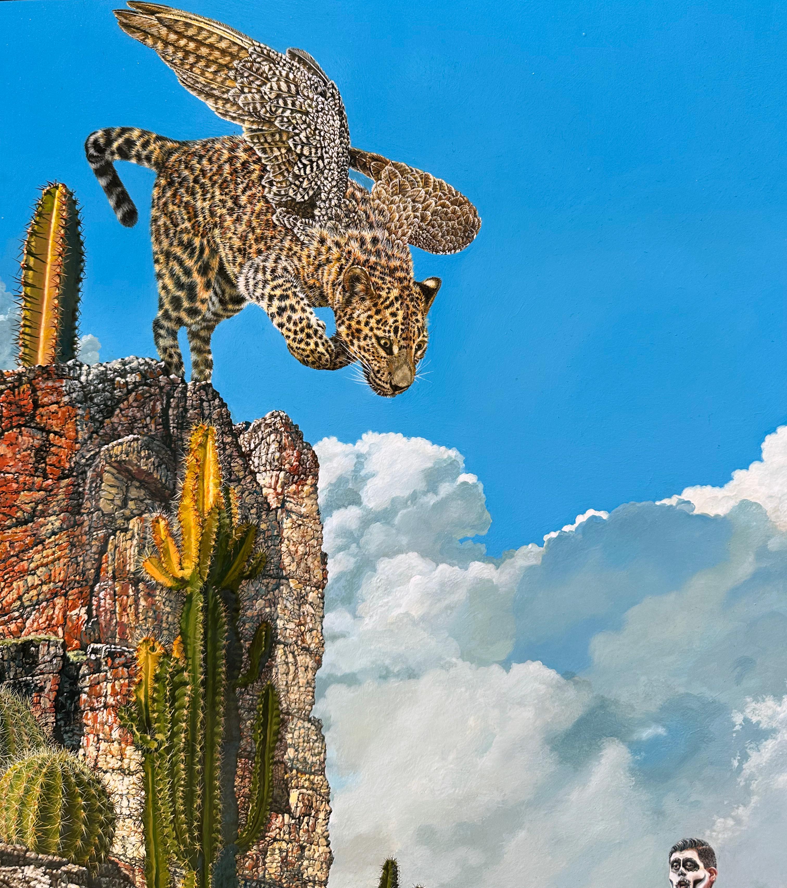Desierto Desértico - Escena Rural Surrealista, Pintura al Óleo Original Hiperrealista - Animal Painting Negro de Christopher Klein