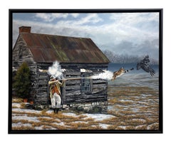 MusCATteer - Escena rural surrealista, pintura al óleo original hiperrealista, enmarcada