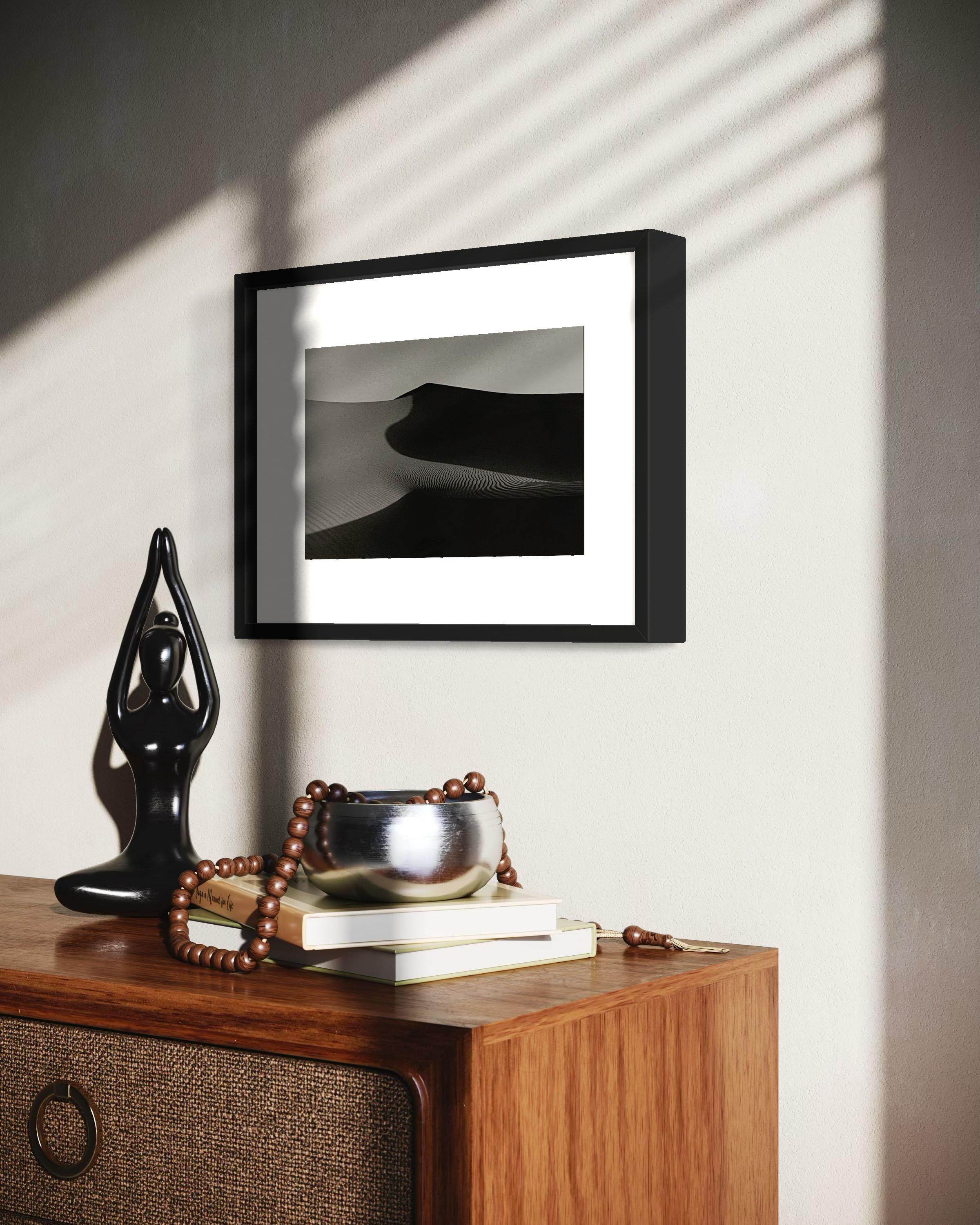 Ephemeral #1, Sand Dunes landscape, Silver Gelatin Print, Custom framed - Photograph by Christopher M Shackleton