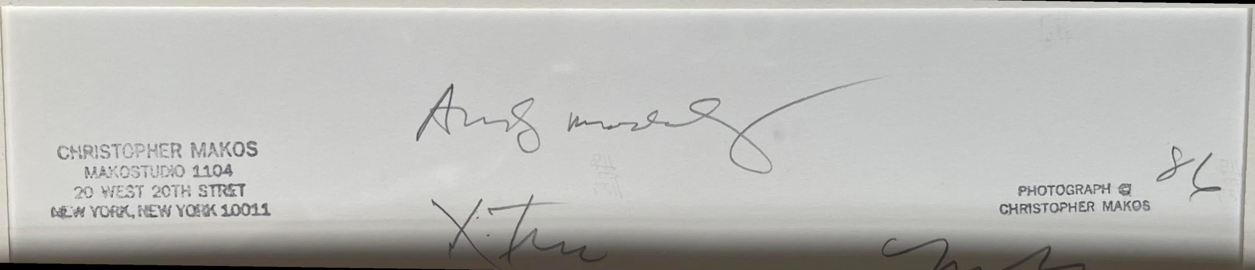 Portrait of Andy Warhol, hand signed by BOTH Andy Warhol and Christopher Makos - Black Portrait Photograph by Christopher Makos and Andy Warhol