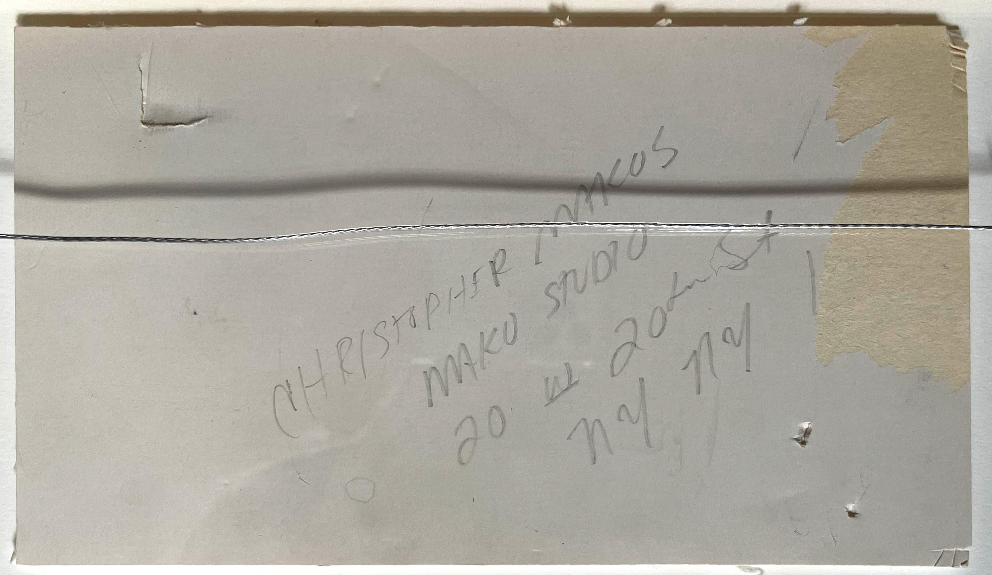 Christophe Makos, Andy Warhol
Porträt von Andy Warhol, aufgenommen vom Fotografen Christopher Makos
(Handsigniert von BEIDEN, Andy Warhol und Christophe Makos), 1986
Gelatinesilberdruck, handsigniert und kommentiert von Andy Warhol, handsigniert von