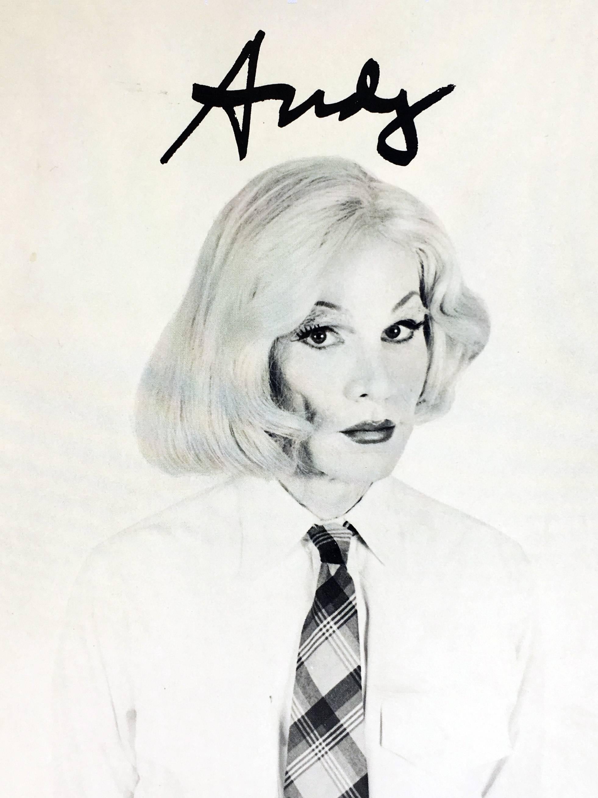 Christopher Makos Portrait Photograph - Andy Warhol In Drag (vintage Warhol announcement) 