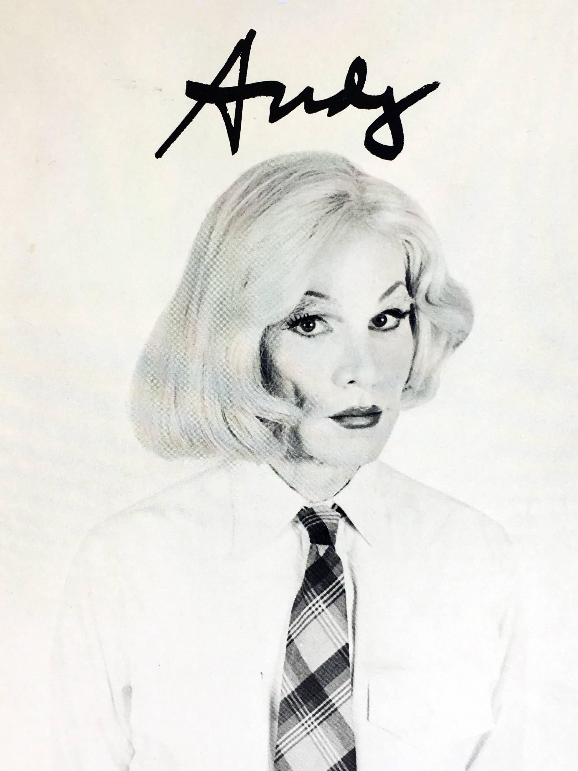 Christopher Makos Black and White Photograph - Andy Warhol In Drag (vintage Warhol announcement) 