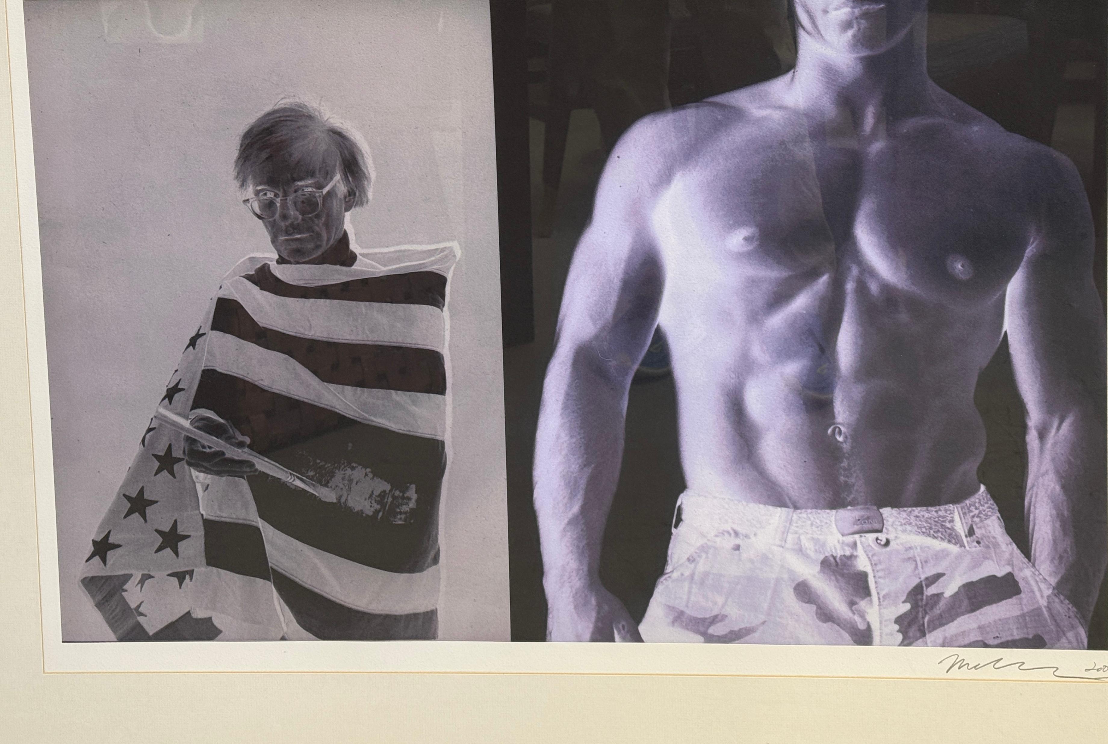 Hand-Crafted Christopher Makos Signed Print  of Andy Warhol Wrapped in American Flag For Sale