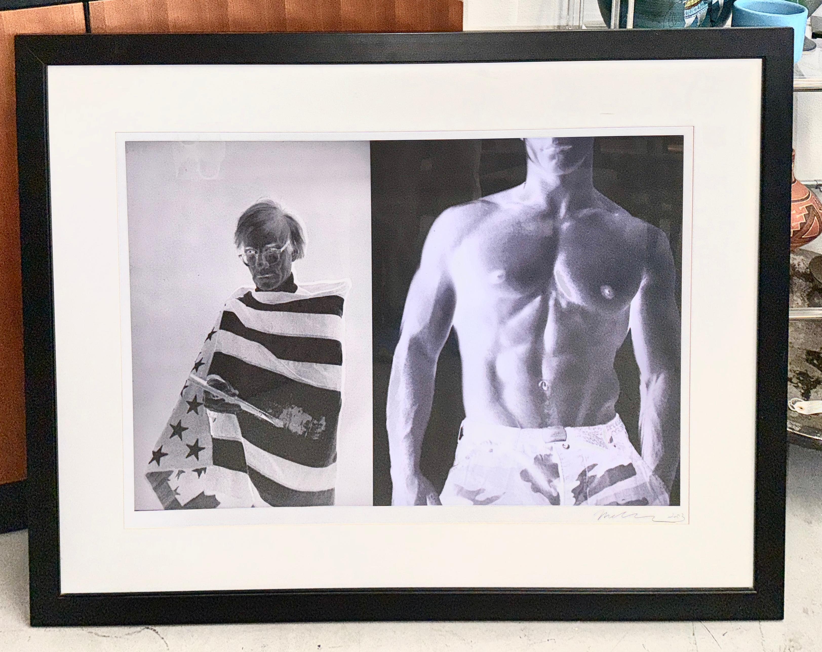 Contemporary Christopher Makos Signed Print  of Andy Warhol Wrapped in American Flag For Sale