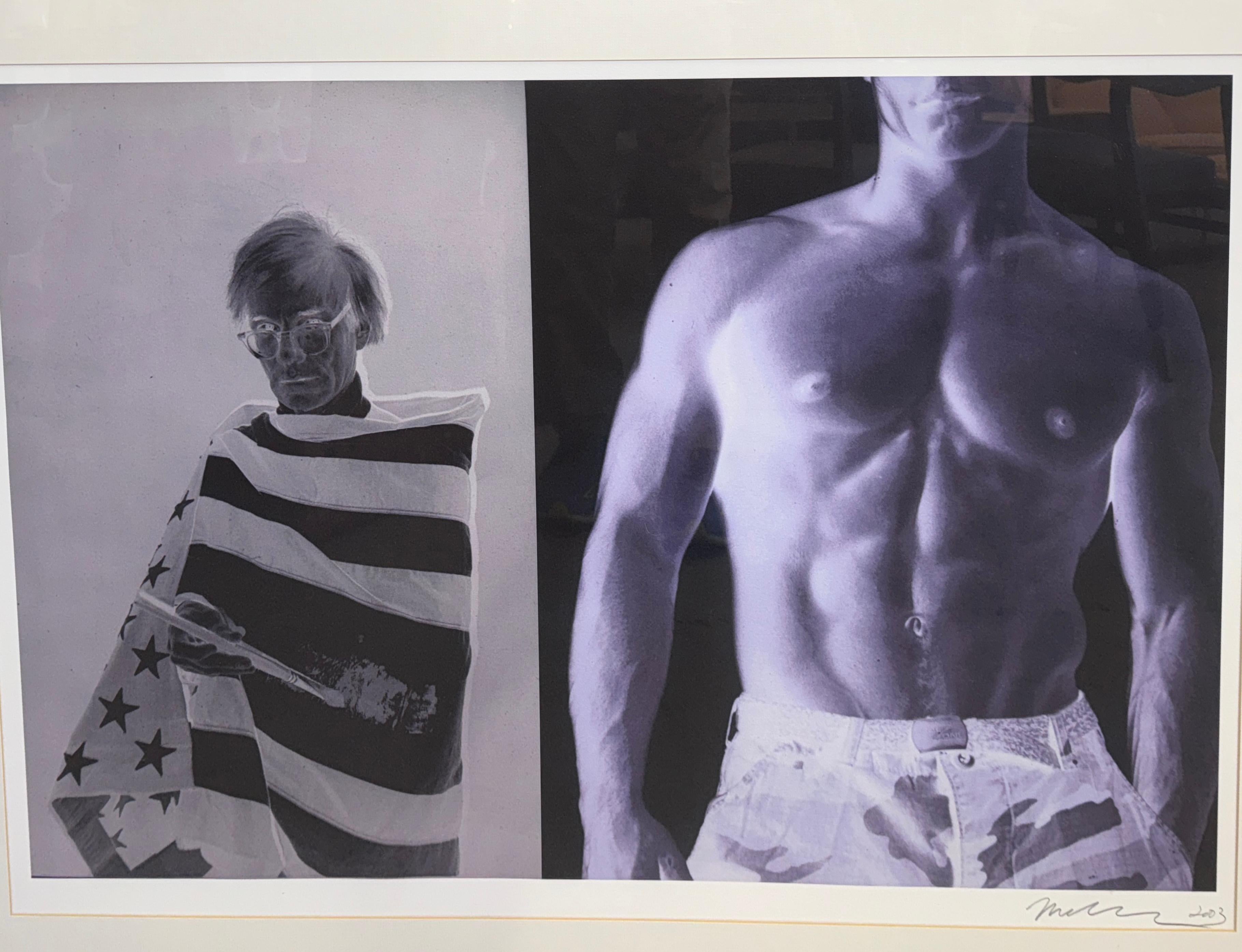 Paper Christopher Makos Signed Print  of Andy Warhol Wrapped in American Flag For Sale