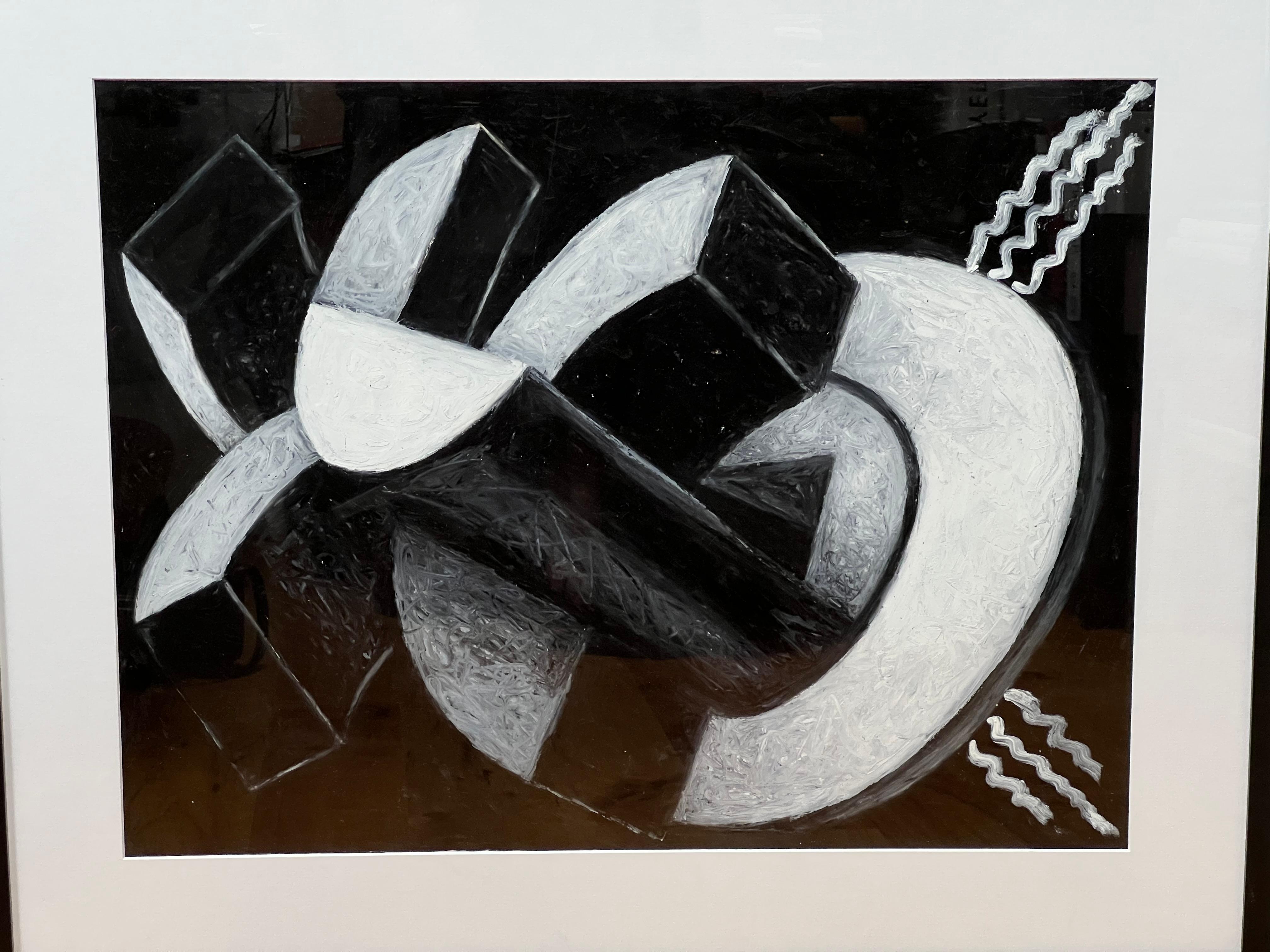 Black & White Abstract Three Dimensional Geometric by Christopher Mark Brennan For Sale 3