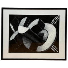Black & White Abstract Three Dimensional Geometric by Christopher Mark Brennan