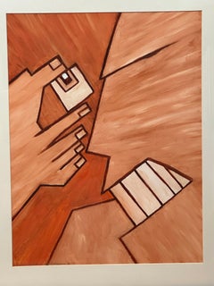 « Eye Out », gouache orange abstraite expressionniste de Christopher Mark Brennan