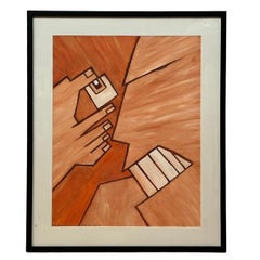 "Ojo fuera" Expresionista Abstracto Témpera Naranja de Christopher Mark Brennan