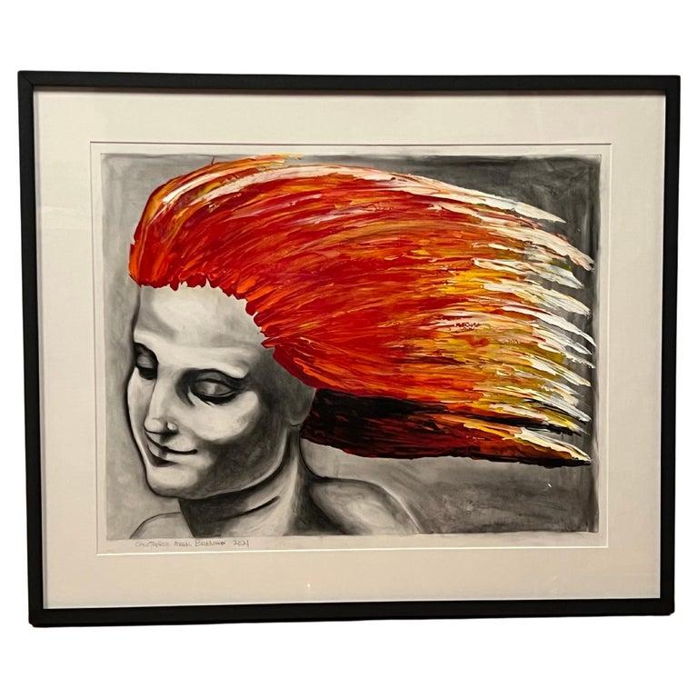 Mixed-Media Red Hair Portrait by Christopher Mark Brennan