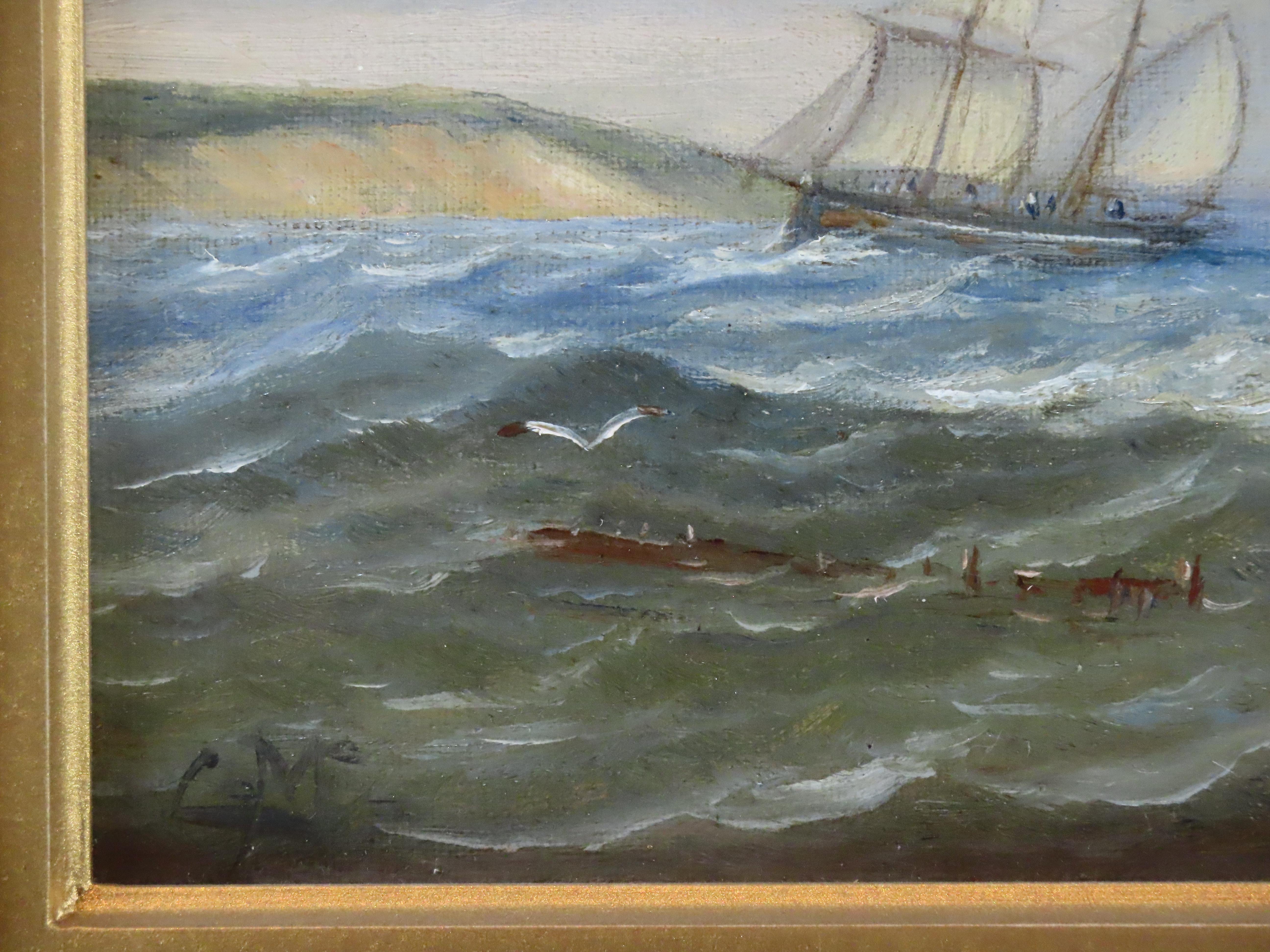 Paar Ölgemälde auf Karton, Christopher Mark Maskell. „A Suffolk Fishing Fleet“ im Angebot 4