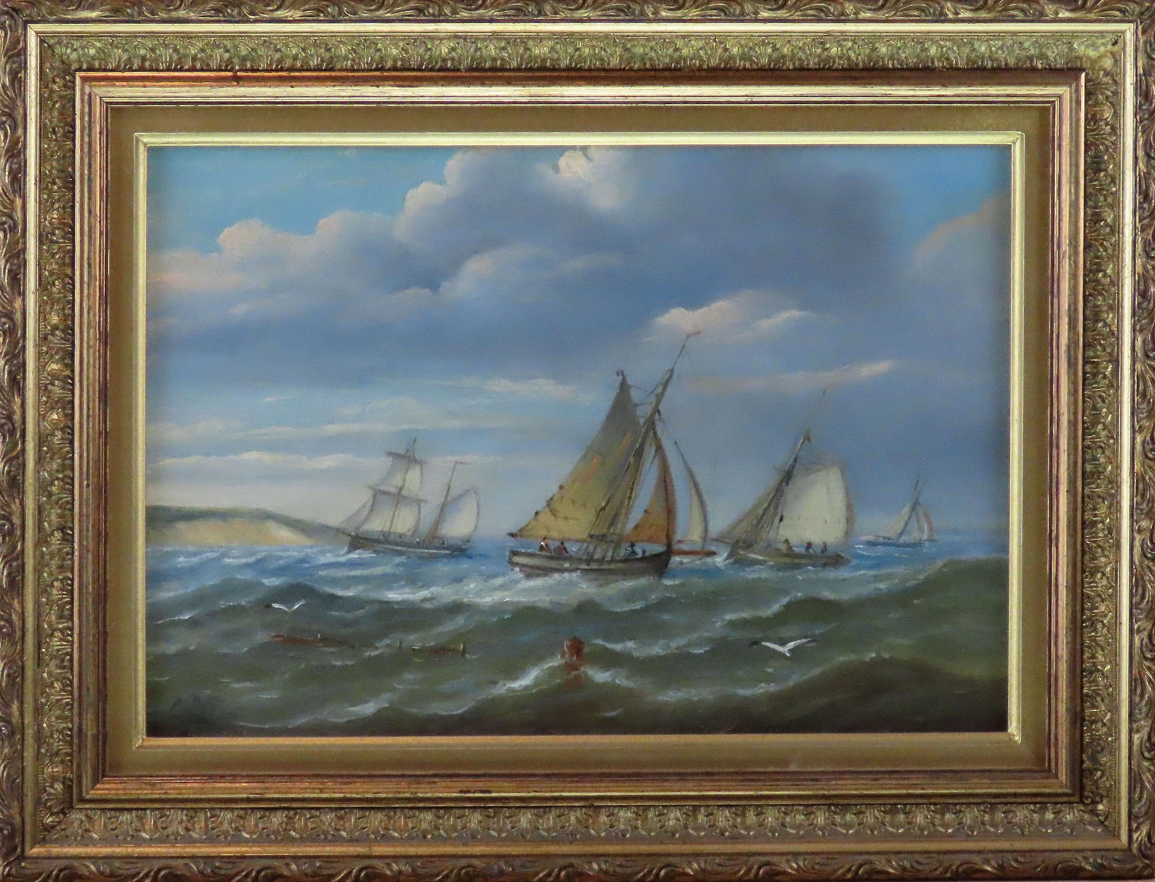 Christophe Mark Maskell 1870 - 1935.
Künstler aus Ipswich, einer der letzten Vertreter der Suffolk-Schule, der sehr stark im Stil von John Moore malte.

Signiert mit Initialen. 
Beide Originale in Öl auf Karton. 
13 x 9 Zoll. 
Rahmengröße 17 x 13