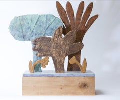 Árboles - Escultura contemporánea de bronce con árboles, pájaros y flores