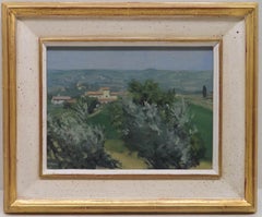 Christopher Miers RBA (1941-) pequeño óleo impresionista original TOSCANA
