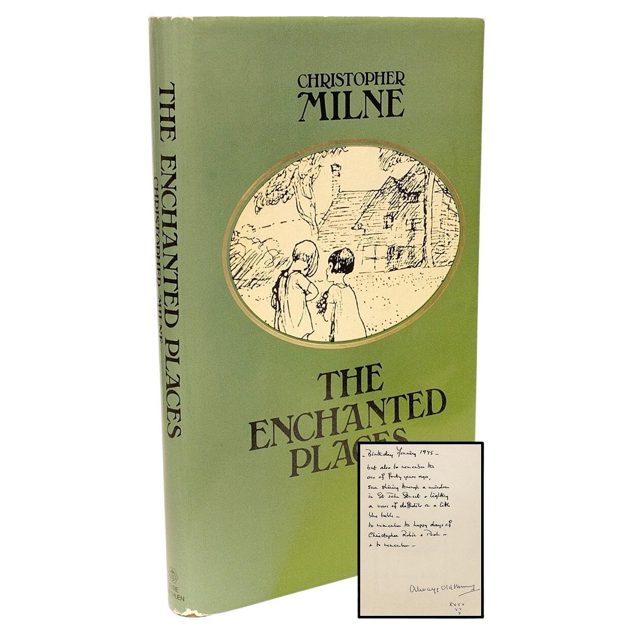Christopher Milne. Enchanted Places, 1ère édition avec inscription de Milne & His Nanny, 1974