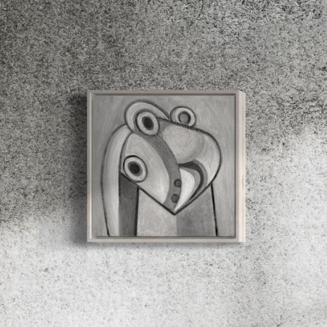 Donna bionda - Abstract Painting Grigio di Christopher Mudgett
