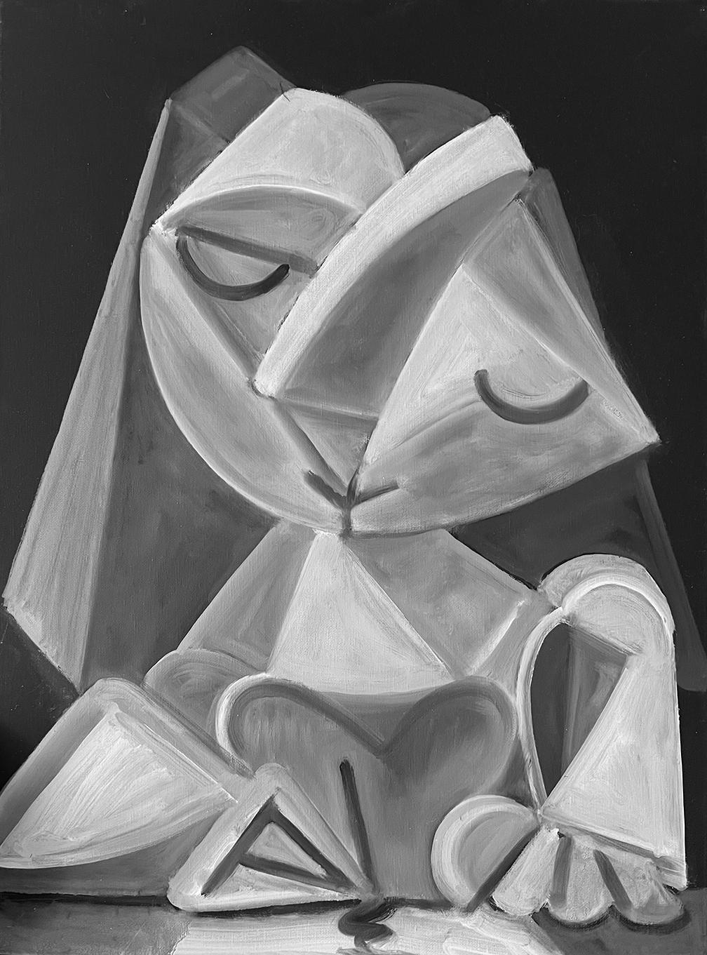 Disegno di donna - Abstract Painting Grigio di Christopher Mudgett