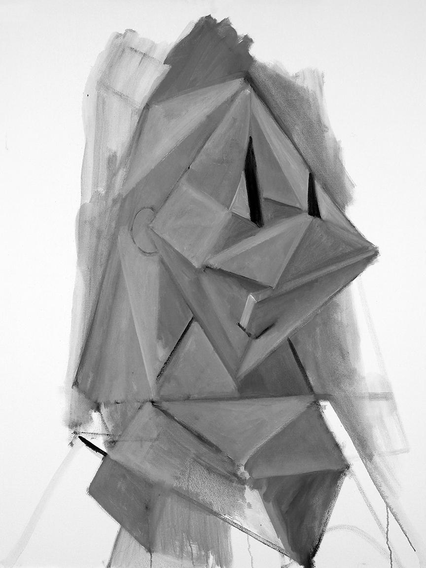 Donna in grigio - Painting di Christopher Mudgett