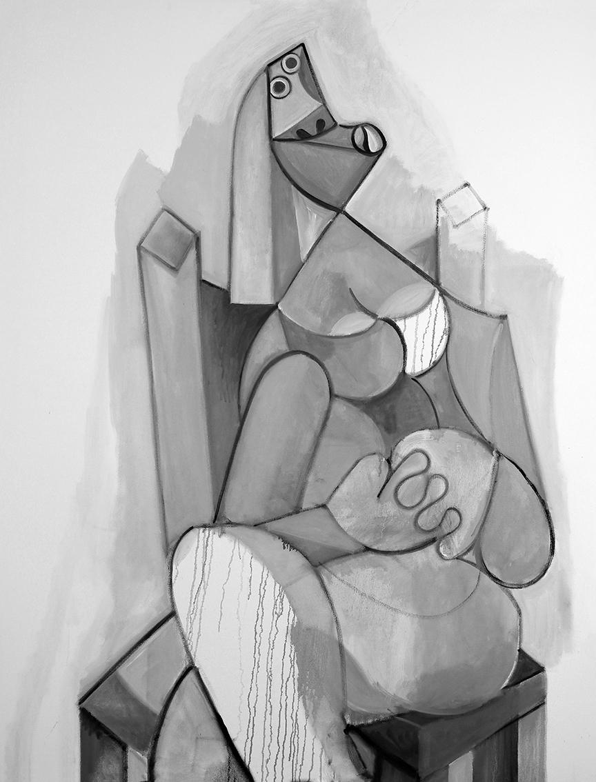 Donna con le mani giunte - Painting di Christopher Mudgett