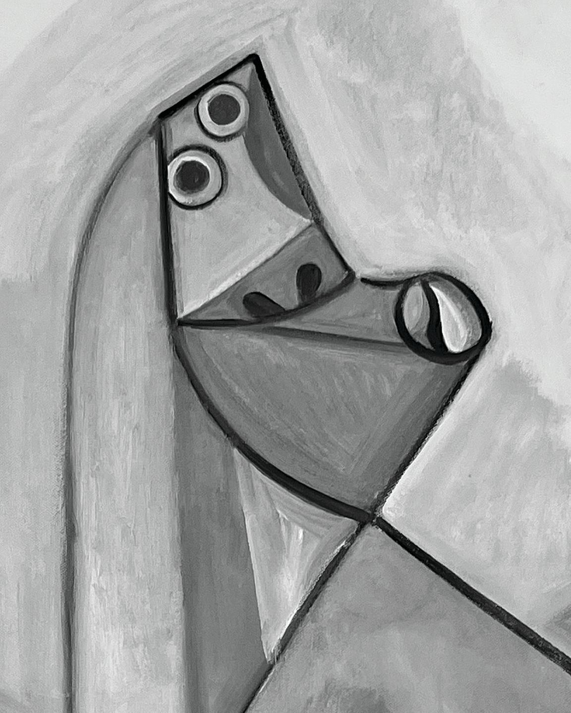Donna con le mani giunte - Figurative Painting Grigio di Christopher Mudgett