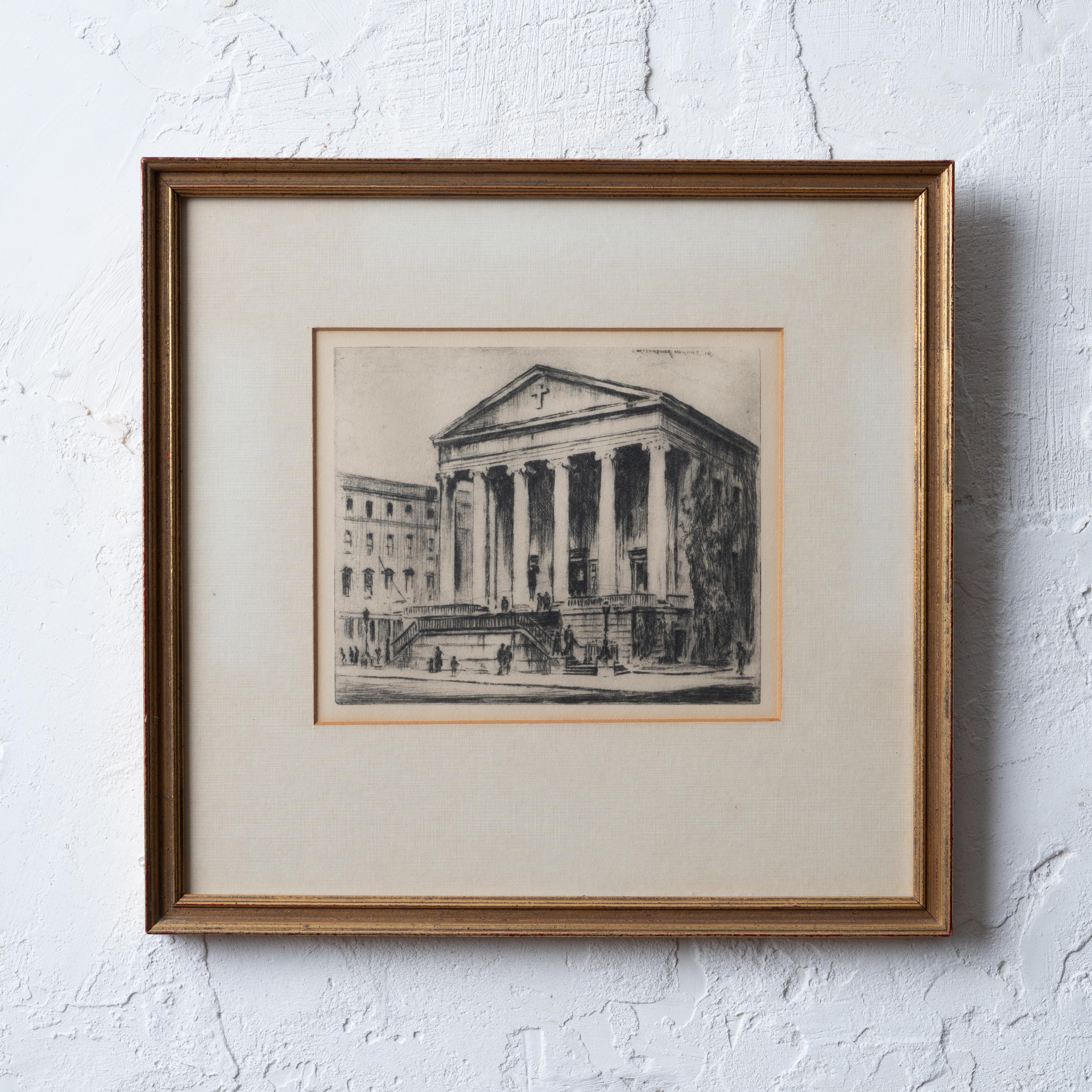 Christopher Murphy, JR
(Américain, 1902-1973)

Un ex-libris d'après une gravure de Murphy de Christ Church's Episcopal vers 1930.

6 ½ par 5 ½ pouces
11 ¼ par 10 ¾ pouces

