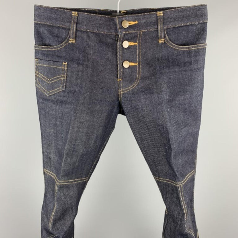 CHRISTOPHER NEMETH Size S Indigo Contrast Stitch Denim Button Fly Jeans