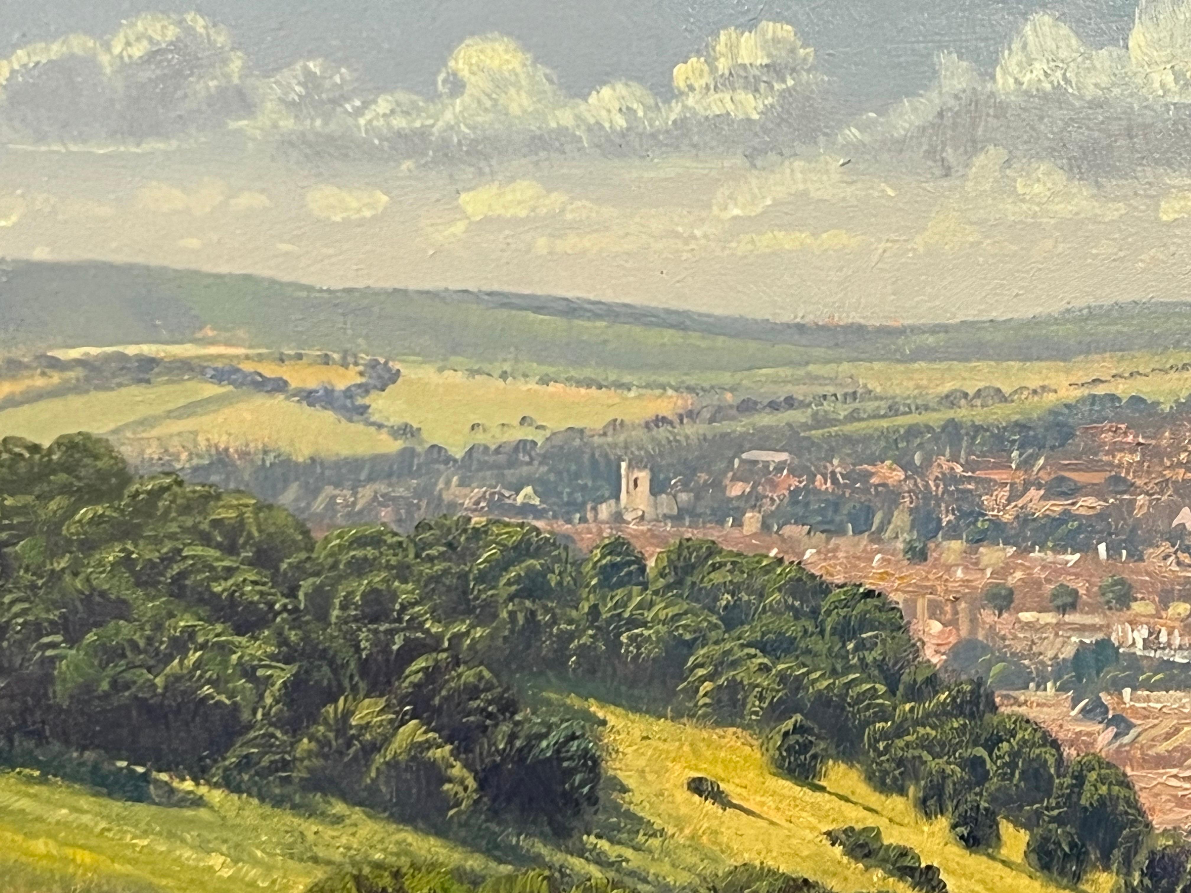 Elevated View of a Sussex Town in the Countryside of South England in Summer For Sale 3