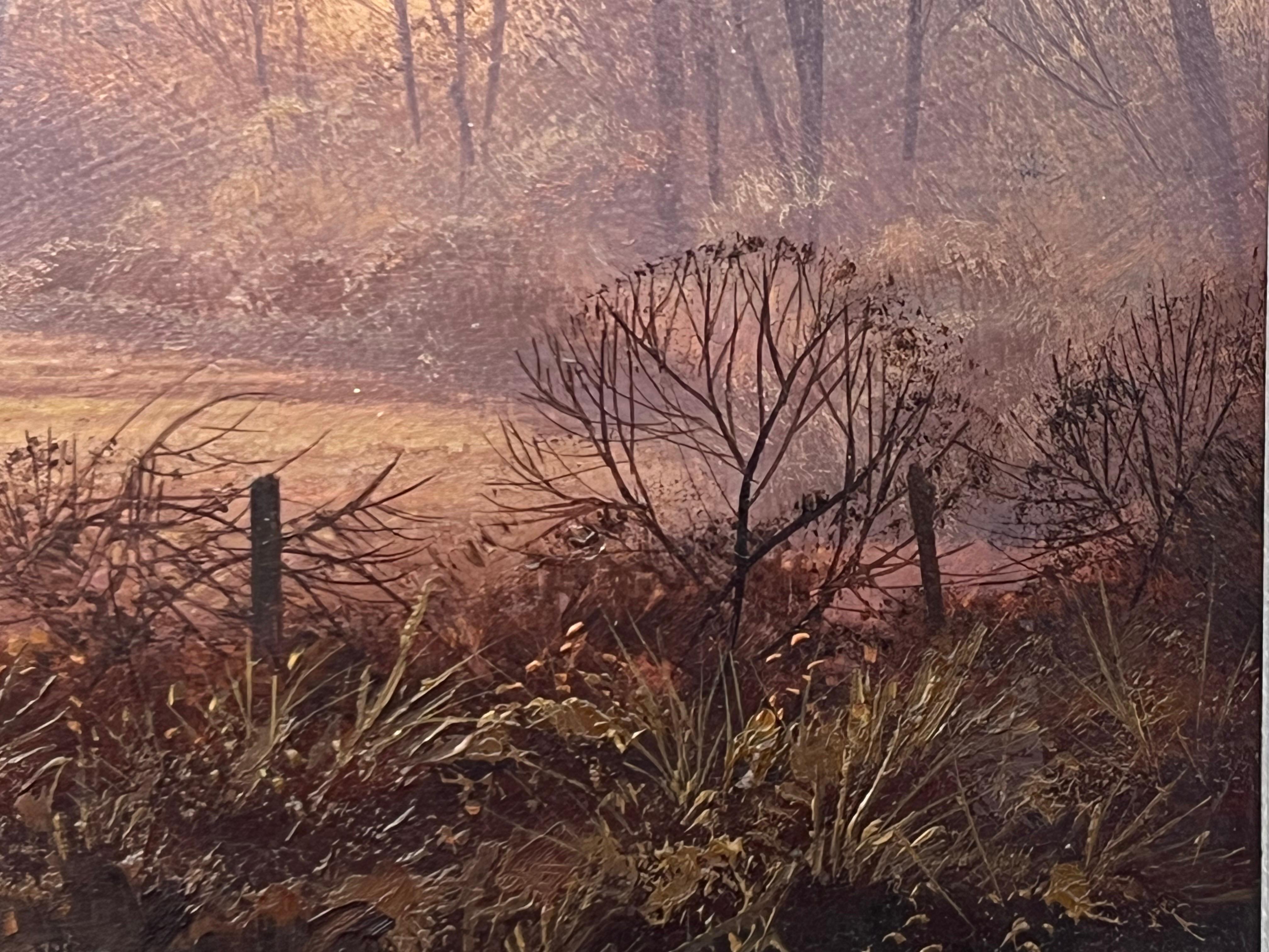 The Farm in the Woods at Sunset in der englischen Landschaft mit warmen braunen Farben im Angebot 7