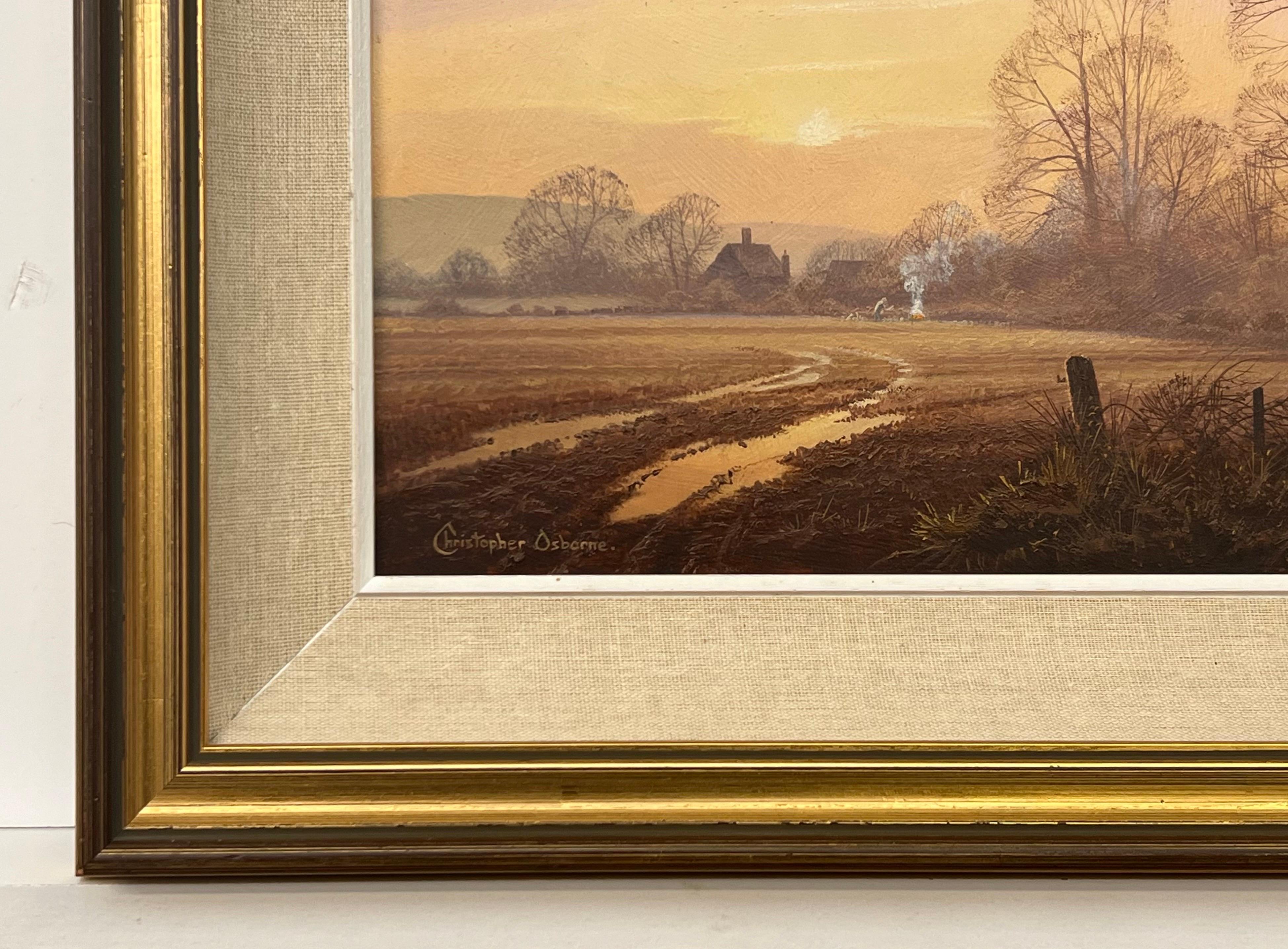 Farm in the Woods at Sunset in the English Countryside with Warm Brown Colours For Sale 8
