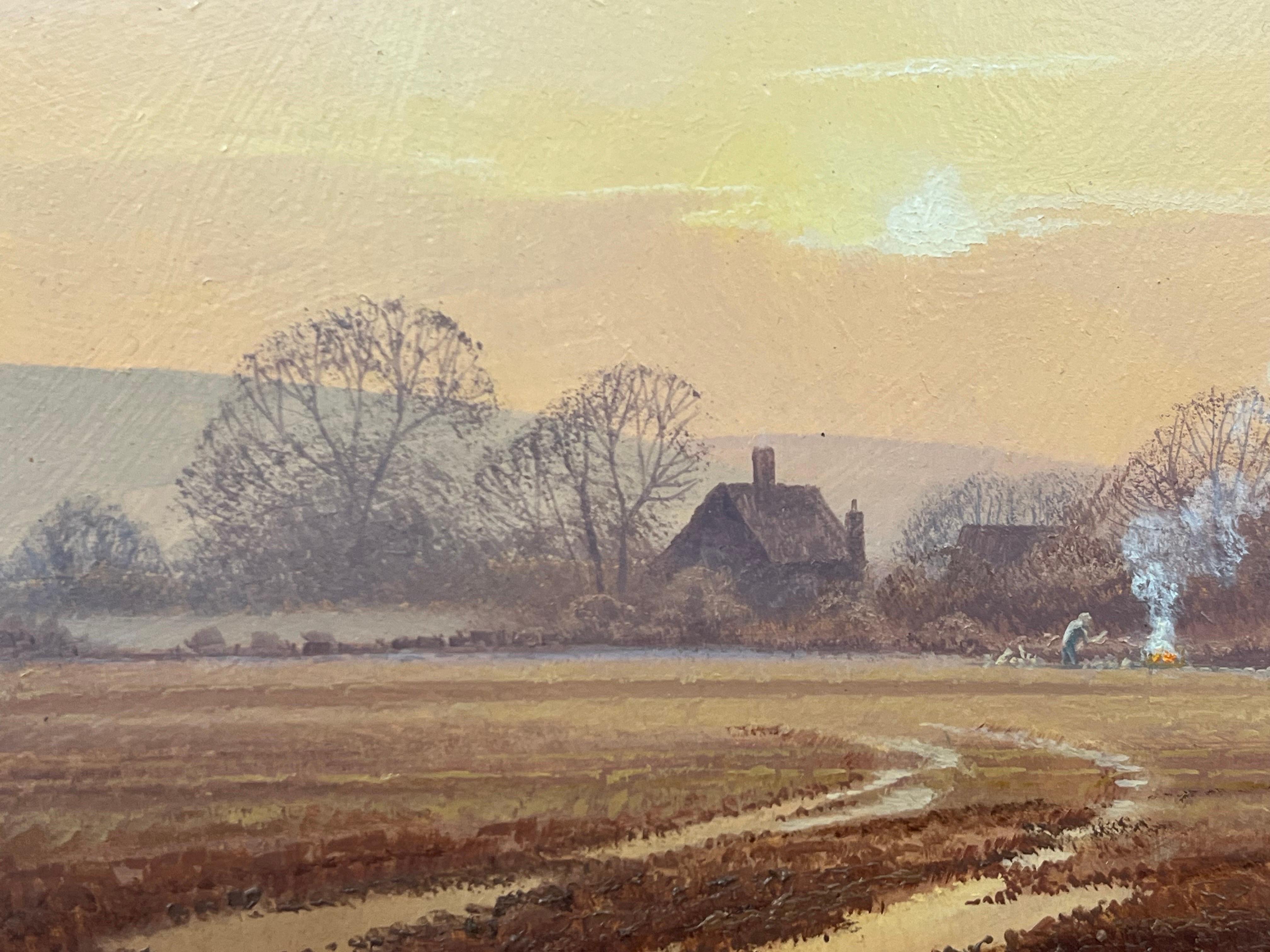 Farm in the Woods at Sunset in the English Countryside with Warm Brown Colours For Sale 2