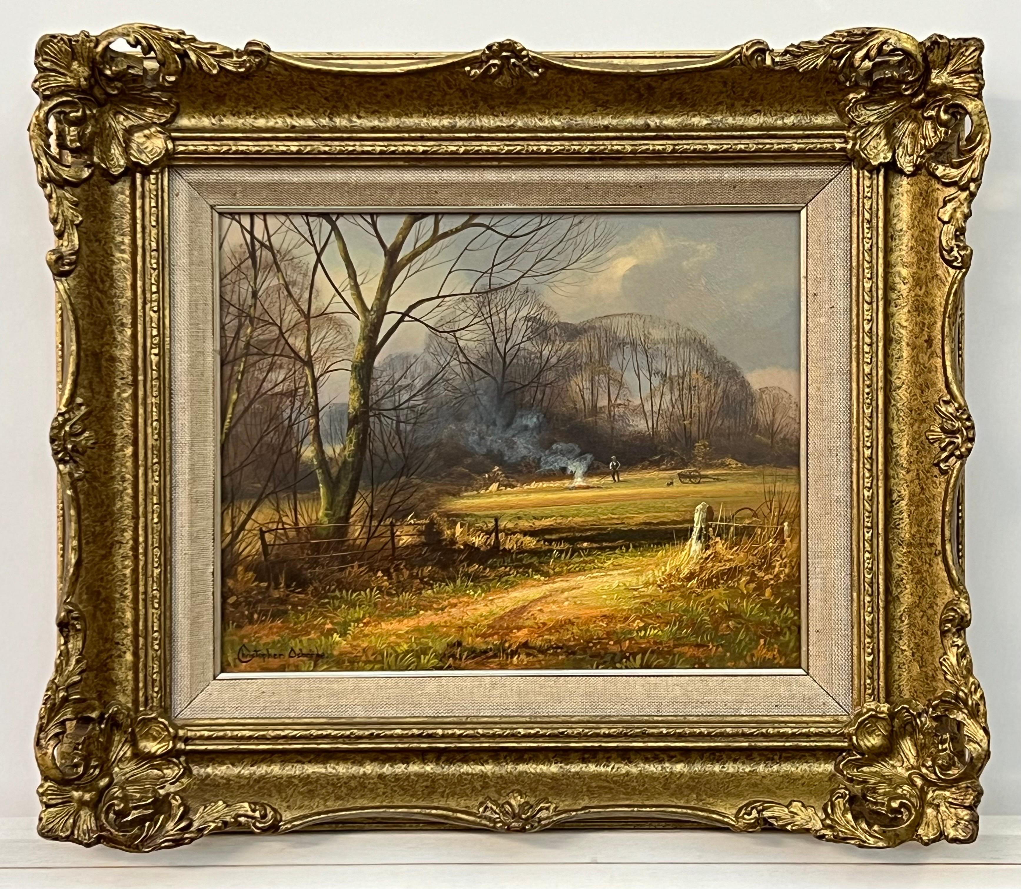 The Farm in the Woods im Winter in der englischen Landschaft mit warmen braunen Farben im Angebot 9