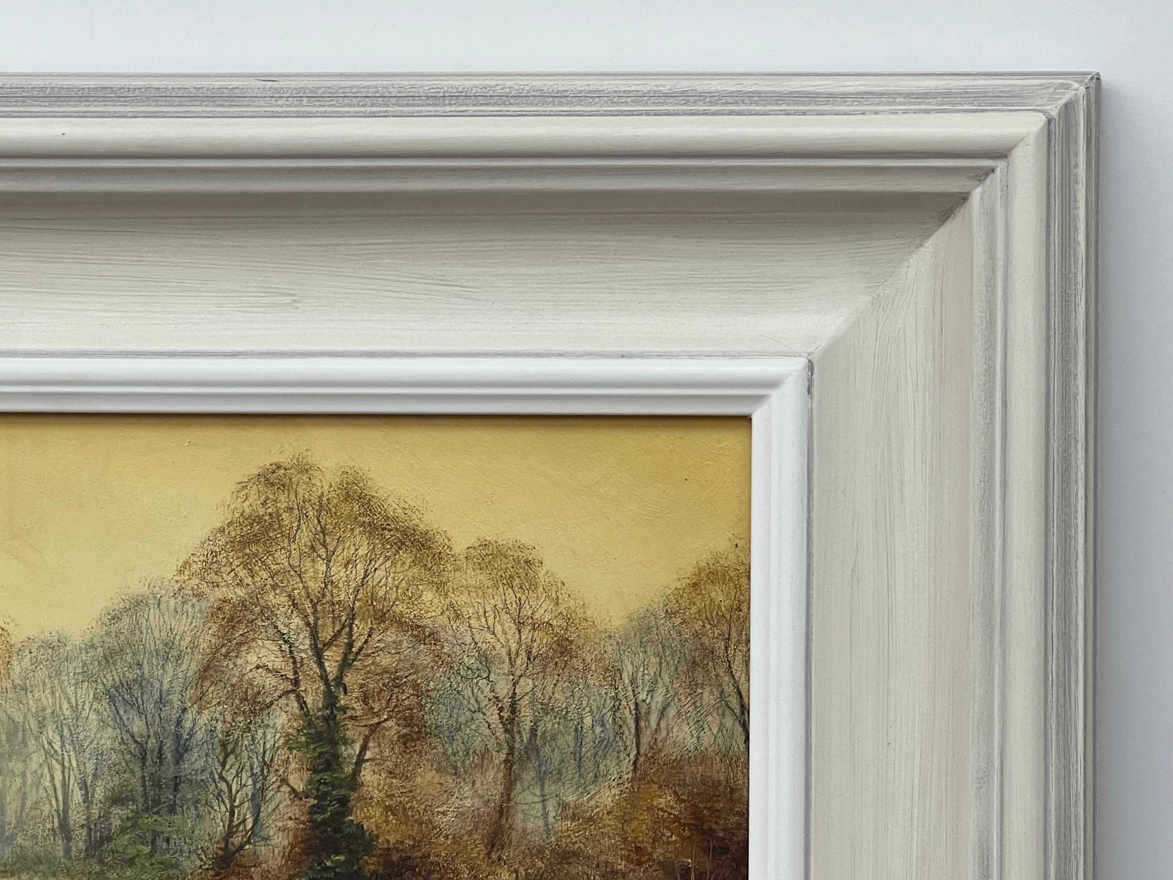 Reflections on Forest Pond in the English Countryside with Warm Yellows & Browns For Sale 3