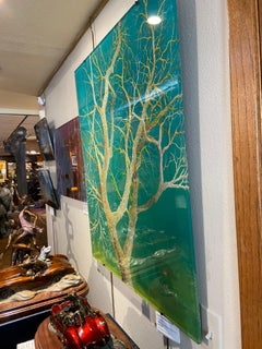 "Gilded Place" Carved Acrylic Reverse Painting, 36x30", 2020