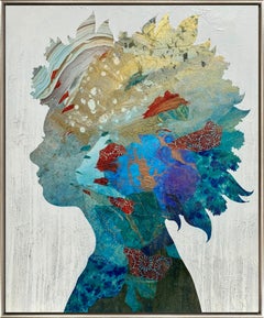 "Born to Bloom - Silhouette III" Mixed Media Profile Silhouette Painting
