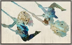"Swinging Silhouettes II" Contemporary Figures Mixed Media on Canvas with Frame