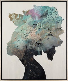 "Piezas de ensueño" Silueta contemporánea Técnica mixta sobre lienzo con bastidor