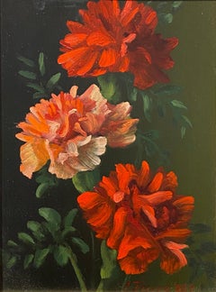 Christopher Pierce, "Carnations", 8x6 Floral Oil Painting on Board