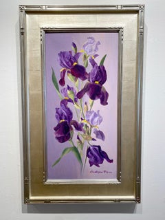 Christopher Pierce, "Study in Purple", 24x12 Floral Oil Painting on Canvas