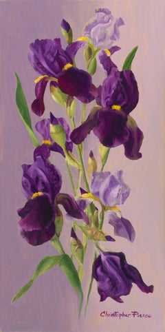 Christopher Pierce, "Study in Purple", 24x12 Floral Oil Painting on Canvas